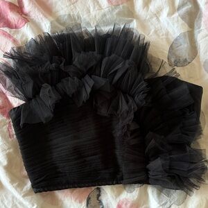 Ranna Gill Black Ruffled Crop Top